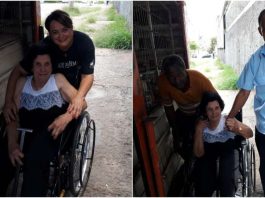Lacre do Bem entrega cadeira de rodas para idosa