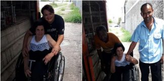 Lacre do Bem entrega cadeira de rodas para idosa
