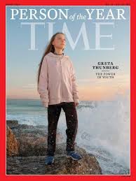 A adolescente Greta Tunberg, Personalidade de 2019, na capa da revista Time