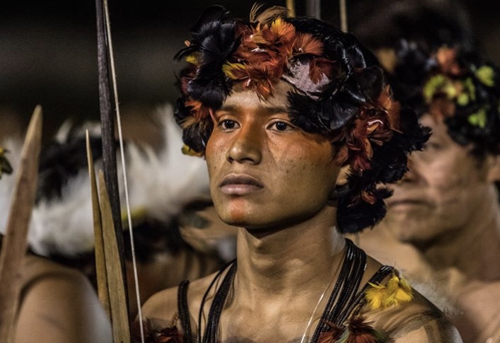 Índio participa dos jogos indígenas em Espigão do Oeste (RO)