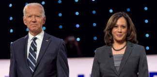 O presidente eleito dos Estados Unidos, Joe Biden (ao lado da vice-presidente eleita, Kamala Harris), vai receber a vacina contra a Covid.