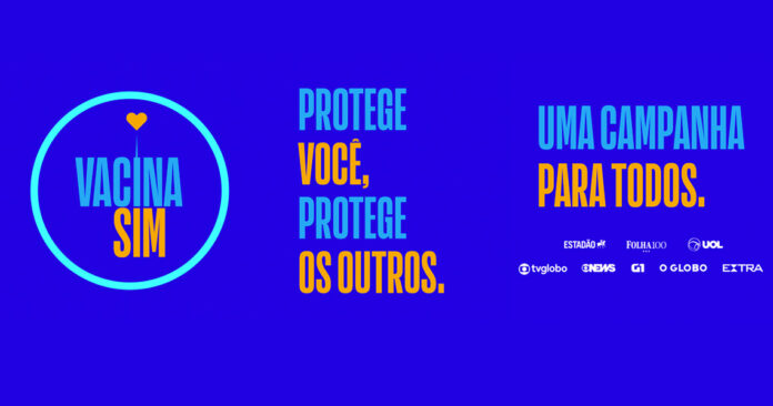 Campanha para estimular vacinação contra Covid-19 no Brasil é patrocinada por consórcio de imprensa. Imagem - divulgação