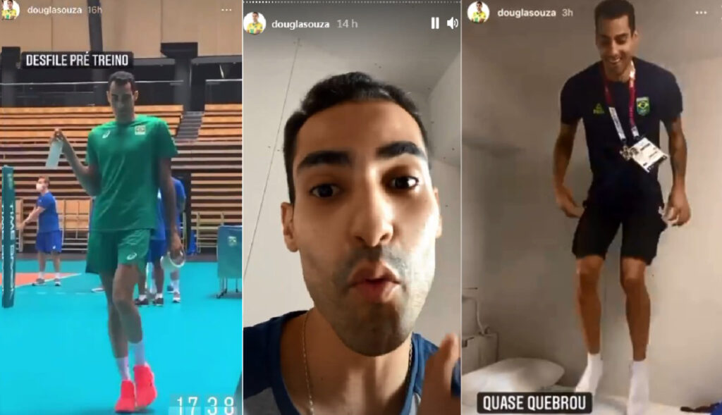 Douglas Souza, jogador de vôlei do Brasil, faz caras e bocas no Instagram
