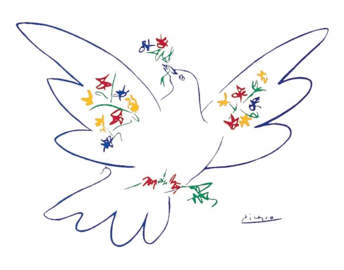 Pomba da Paz - da série de desenhos criados por Pablo Picasso para simbolizar a paz no pós Segunda Guerra Mundial
