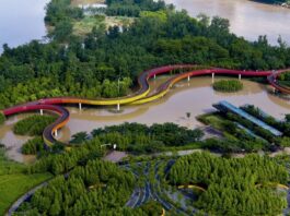 Parque alagável de Yanweizhou, em Jinhua, na China. Foto: Turenscape (Divulgação)