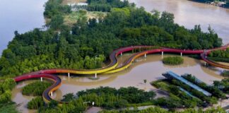 Parque alagável de Yanweizhou, em Jinhua, na China. Foto: Turenscape (Divulgação)