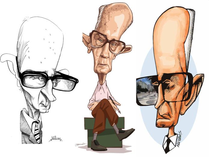 Caricaturas de Carlos Drummond de Andrade - redes sociais