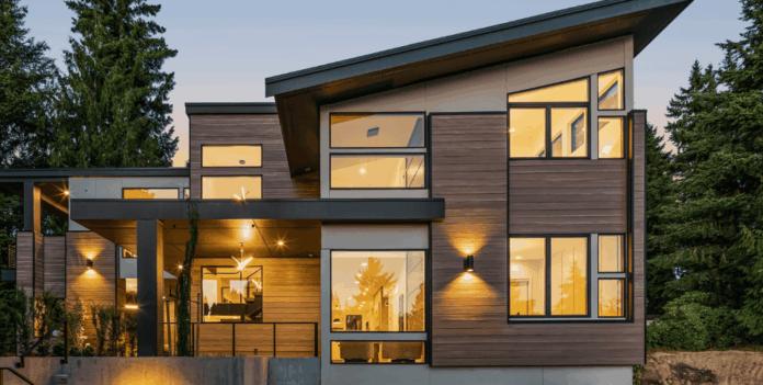 Revestimento com casca de arroz criado por empresa americana poupa derrubada de árvores. Fotos - Modern Mill - Divulgação