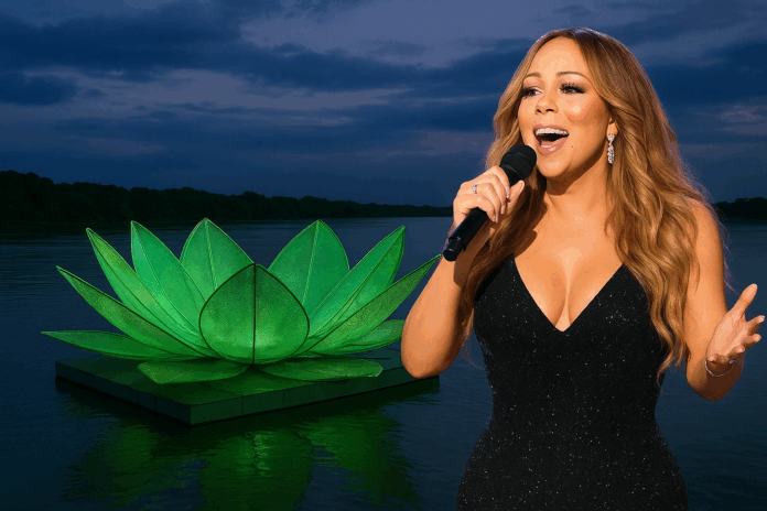 Cantora Mariah Carey canta hoje em palco que lembra vitória-régia