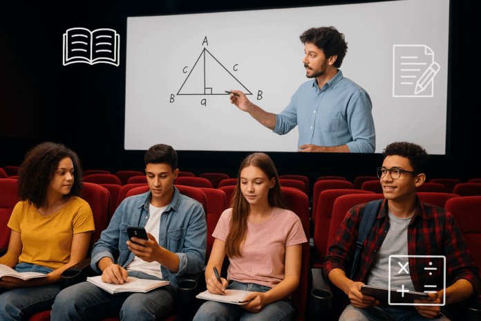 Tik Tok vai patrocinar aulas em cinemas do país para quem vai fazer o Enem. Imagem gerada por IA