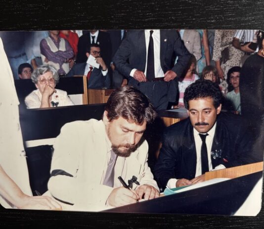 Thomaz da Mata-Machado (esq.) foi vereador em BH e autor da lei que criou o Conselho Municipal de Saúde. Foto - Arquivo Pessoal