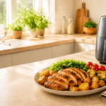 Comida para uma pessoa preparada na Air Fryer